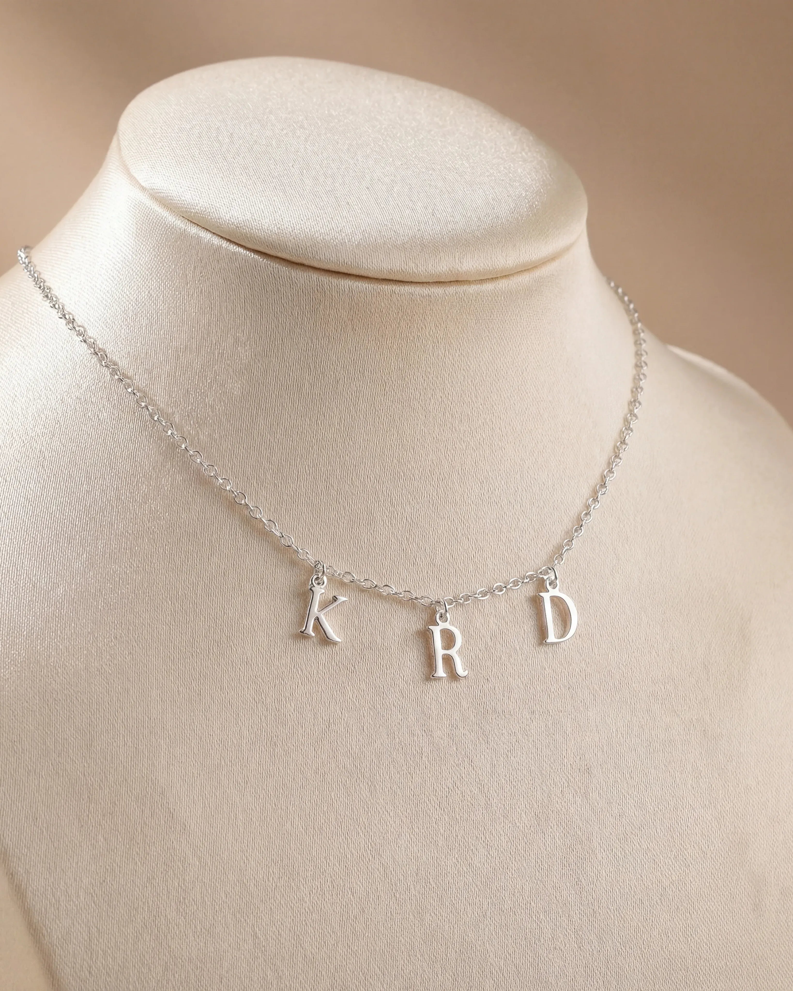 Necklace Solid Silver / 18" Inches Triple Initial Necklace HBD