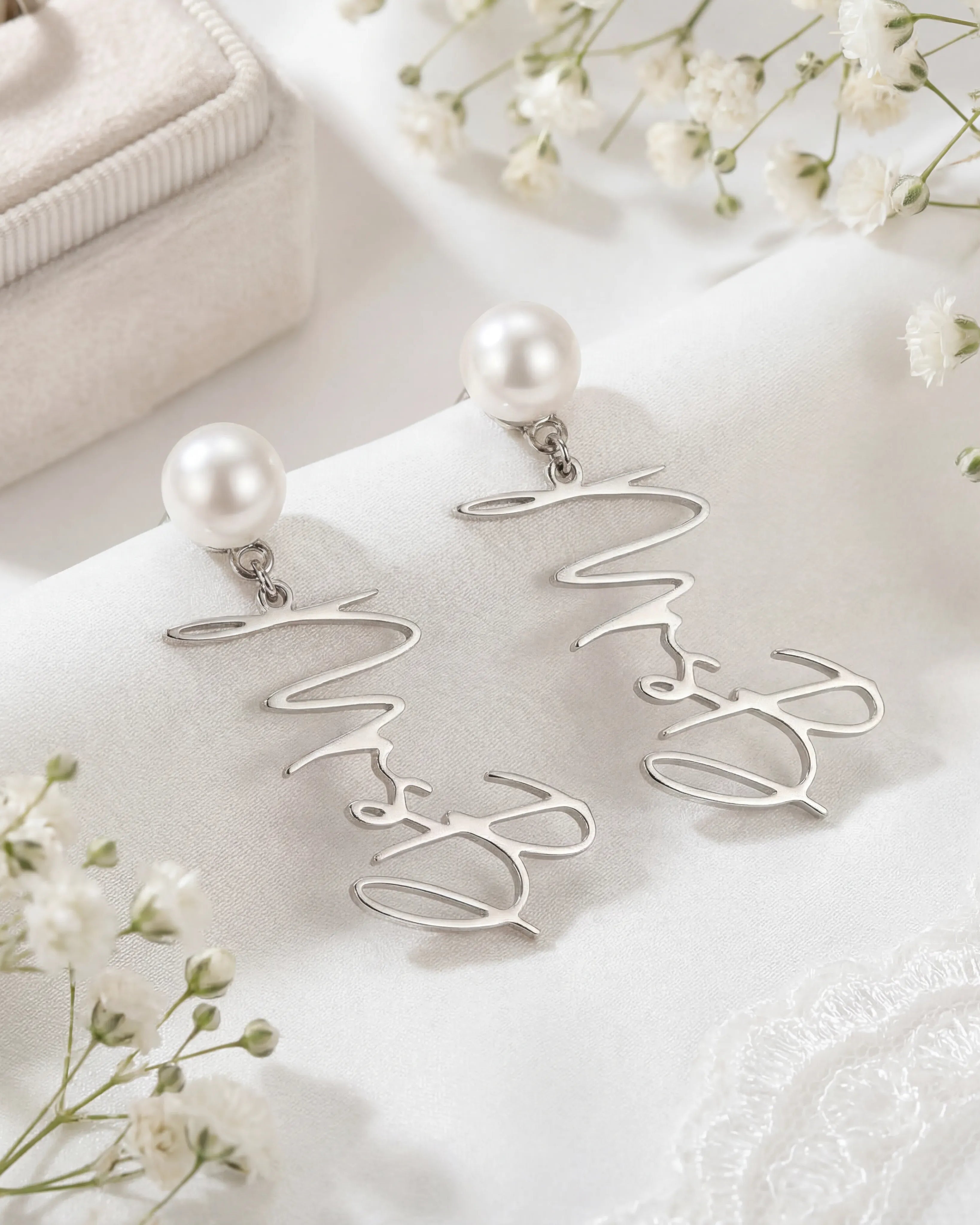 Solid Silver Earrings Personalised Mrs Earrings HBD 18ct Personalized Mrs Earrings - Elegant 18k Gold or Silver