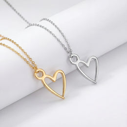 Kids Heart Necklace in Gold or Silver – Dainty Open Heart Pendant – 12"–16"