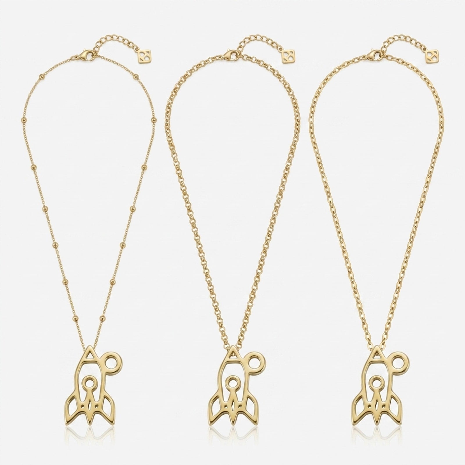Space Rocket Charm Necklace & Bracelet