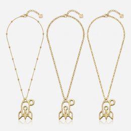 Space Rocket Charm Necklace & Bracelet