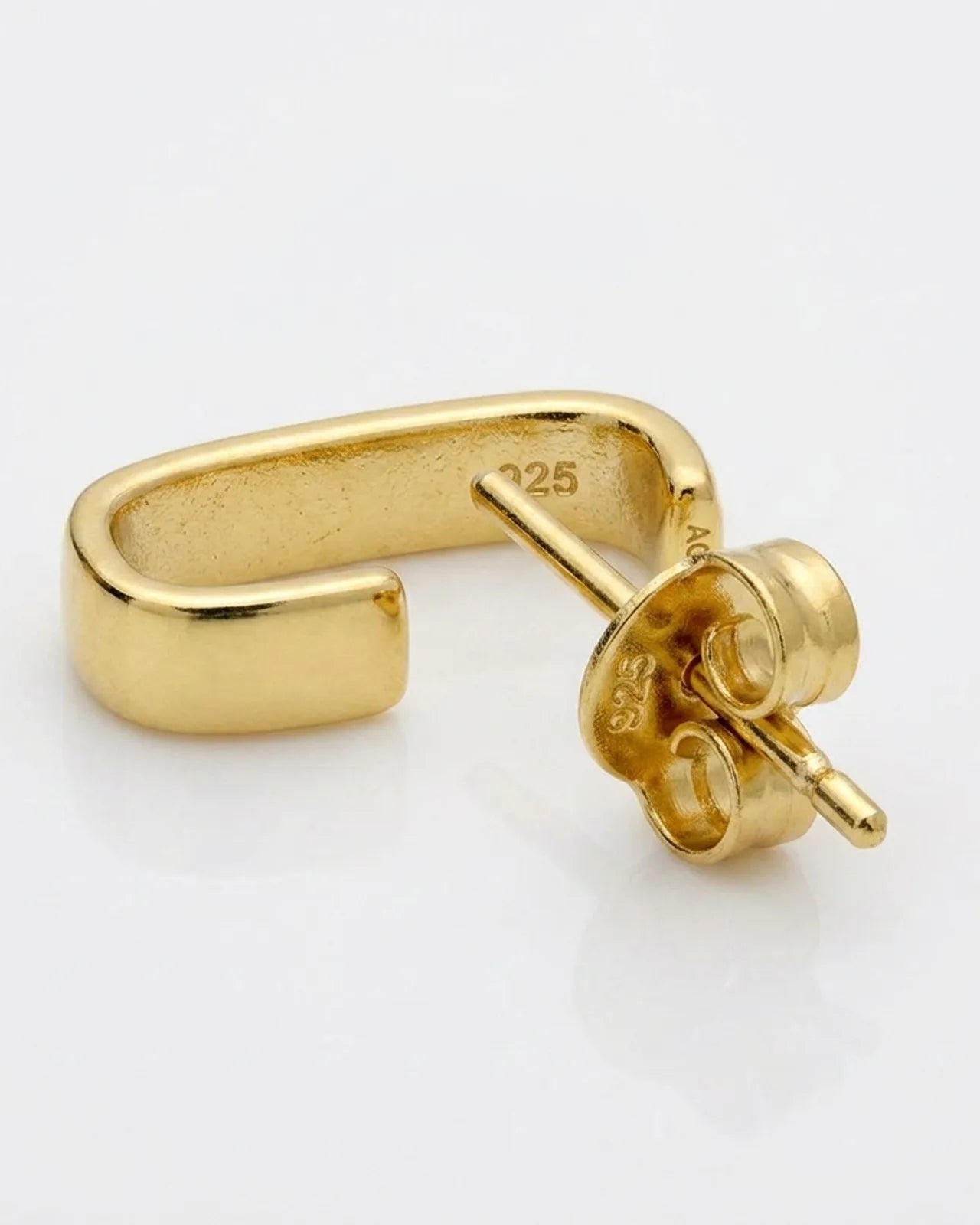 Square J Hoop Earrings in Gold or Silver – Minimalist Stud Hoops