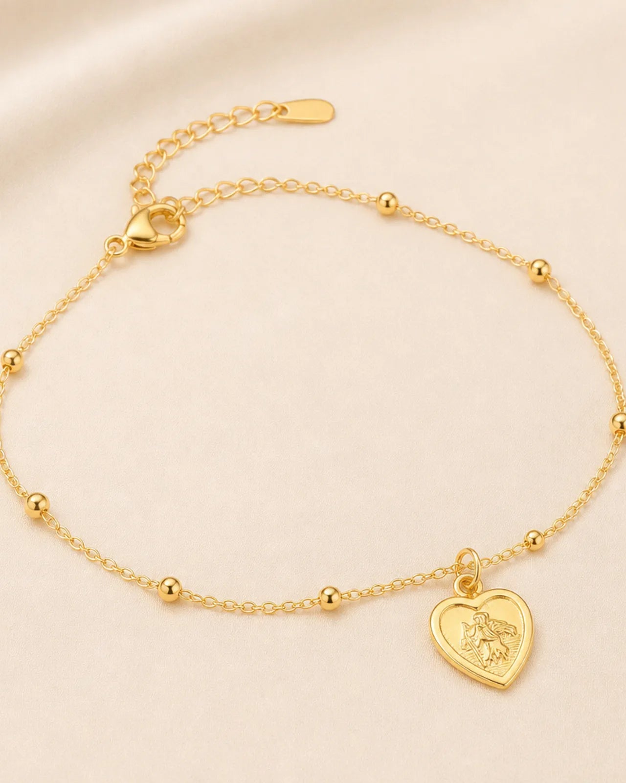 St Christopher Heart Bracelet in 14ct Gold or Sterling Silver