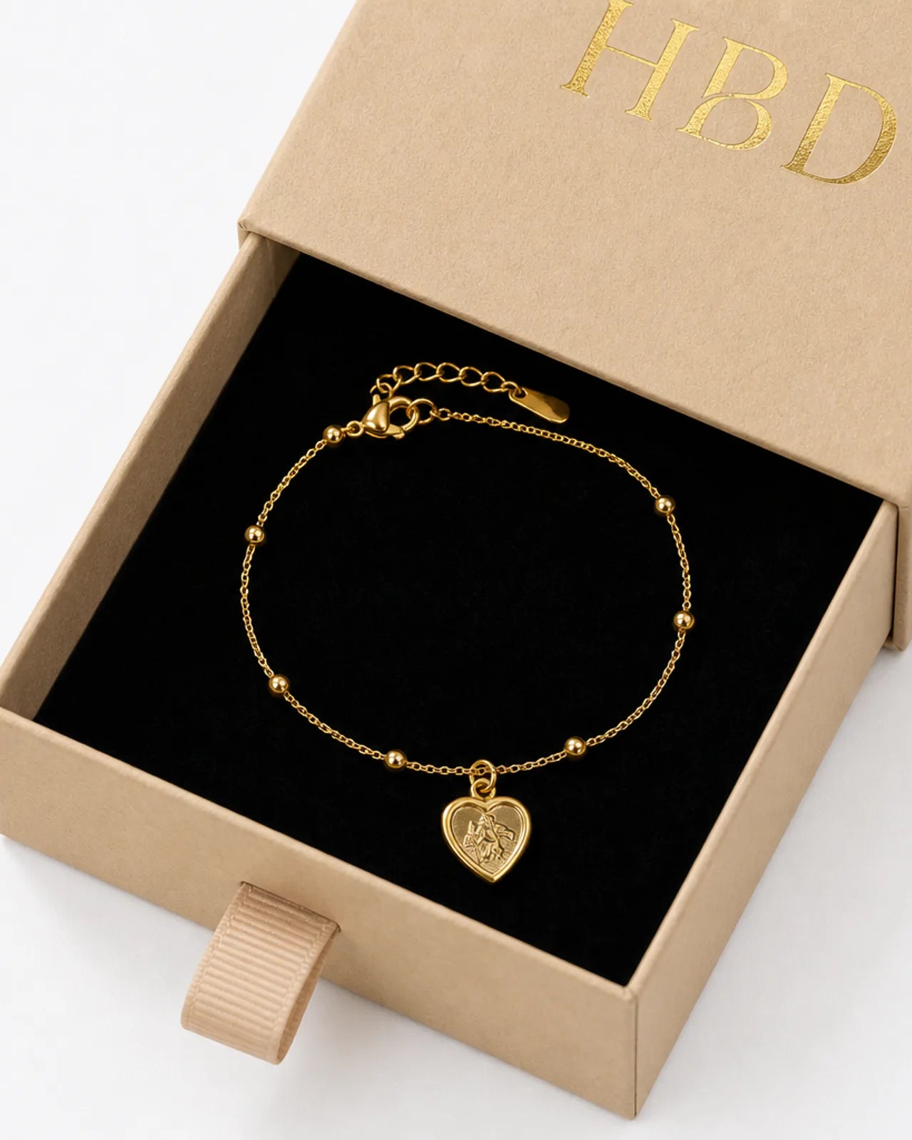St Christopher Heart Bracelet in 14ct Gold or Sterling Silver