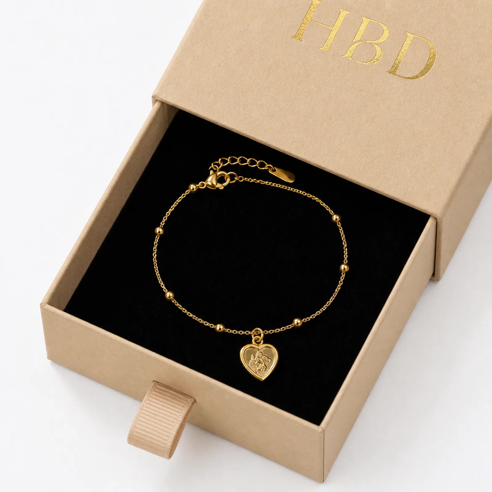 St Christopher Heart Bracelet in 14ct Gold or Sterling Silver