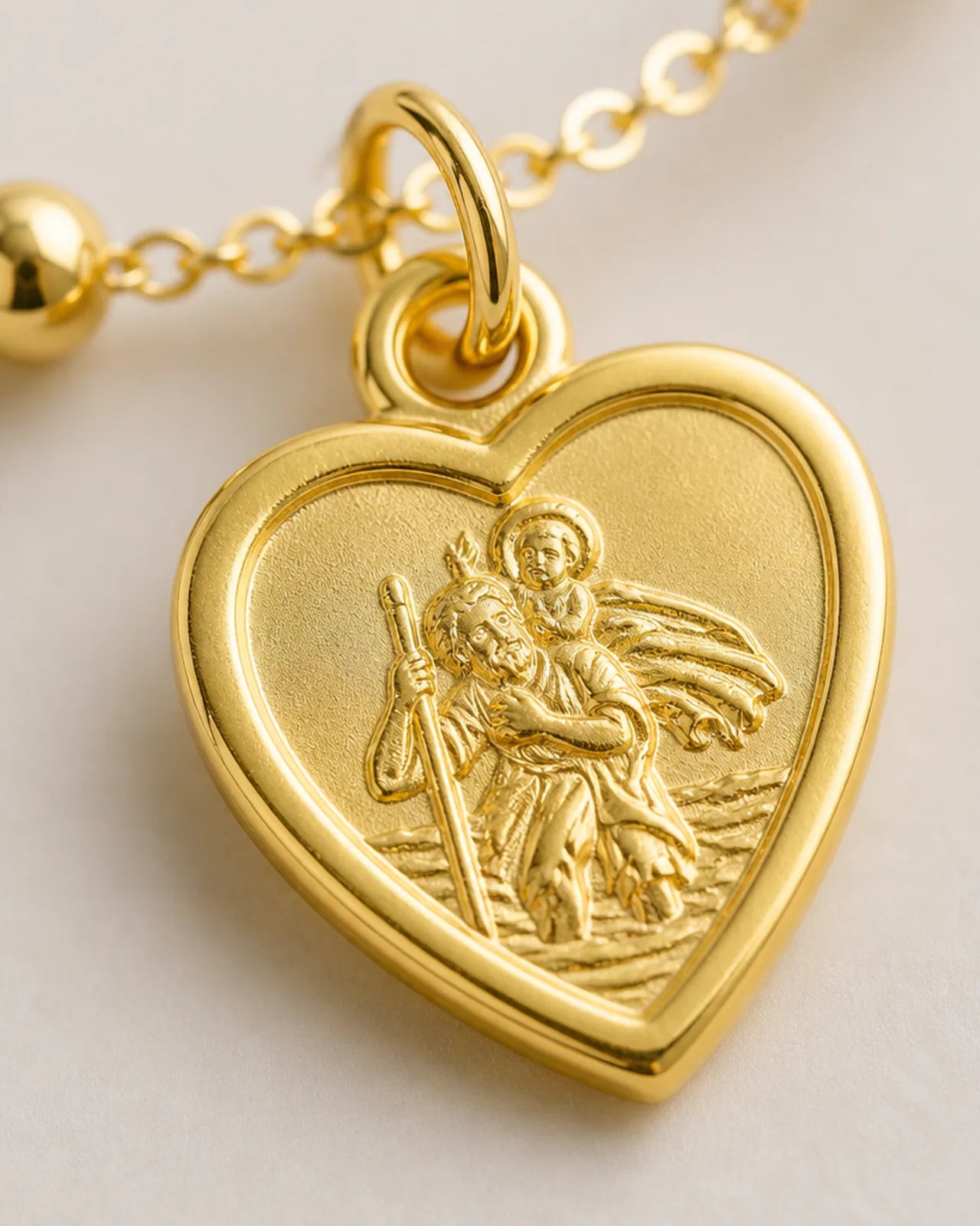 St Christopher Heart Bracelet in 14ct Gold or Sterling Silver