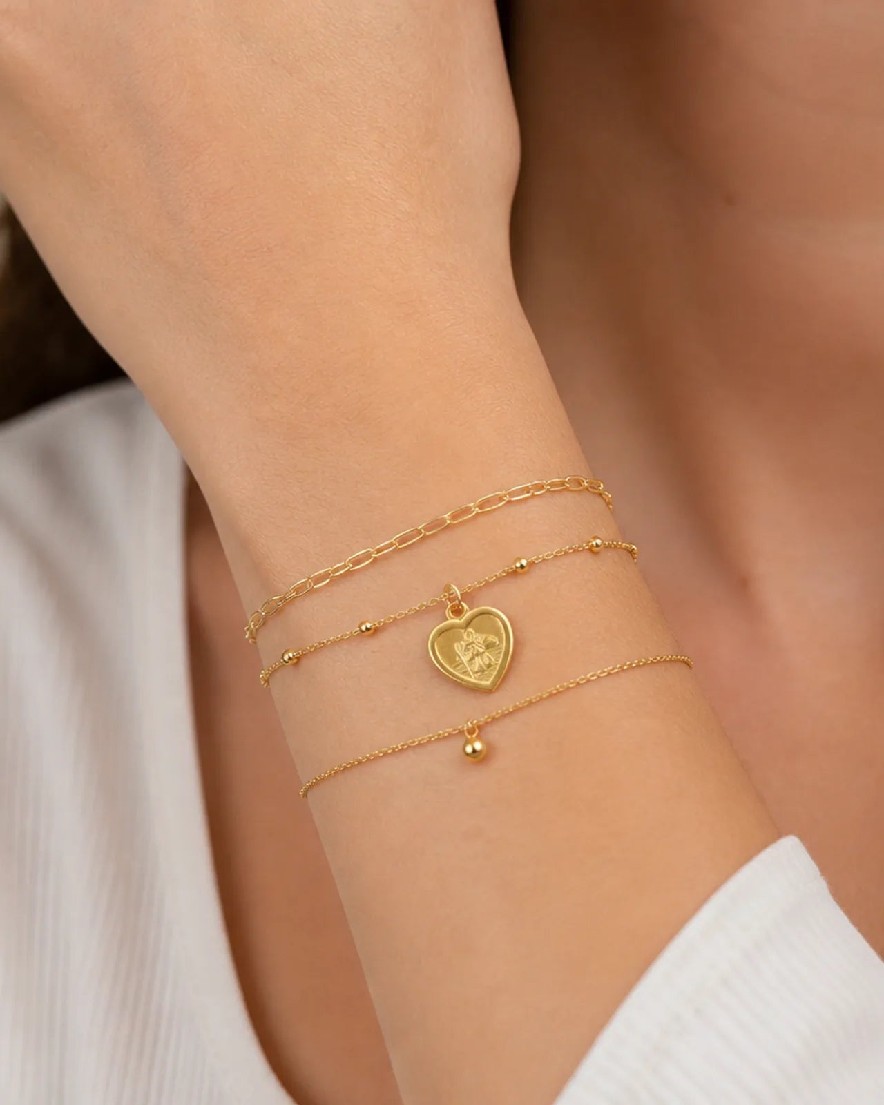 St Christopher Heart Bracelet in 14ct Gold or Sterling Silver