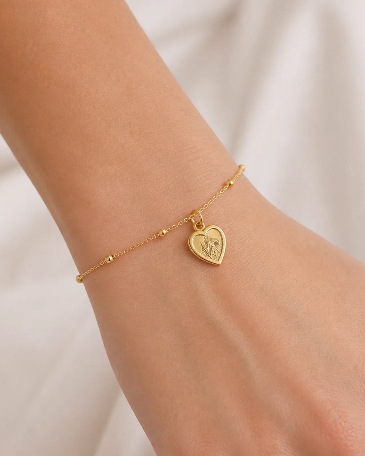 St Christopher Heart Bracelet in 14ct Gold or Sterling Silver