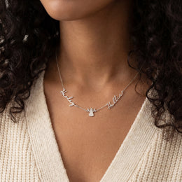 Angel Name Necklace with Two Names – Personalised Gold & Silver Gift