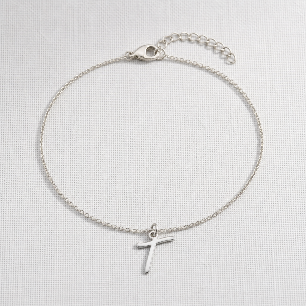 T Bracelet | Initial & Letter T Charm, Gold & Silver