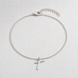 T Bracelet | Initial & Letter T Charm, Gold & Silver