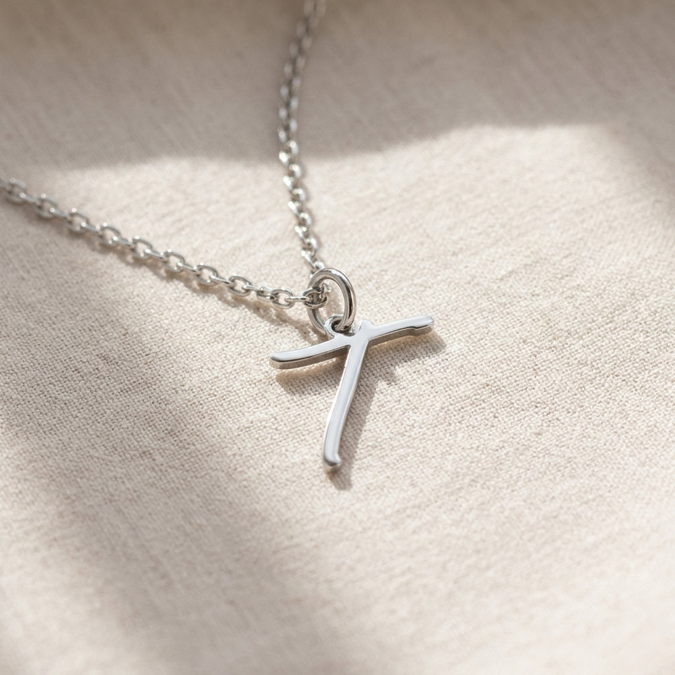 Collier lettre T | Pendentif initiale et lettre T, or et argent