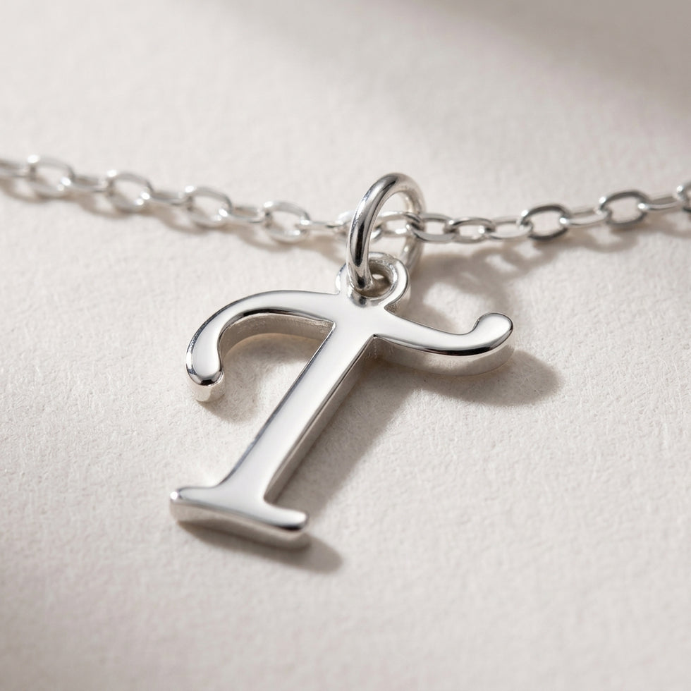 Collier lettre T | Pendentif initiale et lettre T, or et argent
