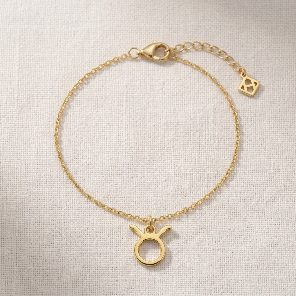 Bracelet Taureau | Breloque signe astrologique, or et argent