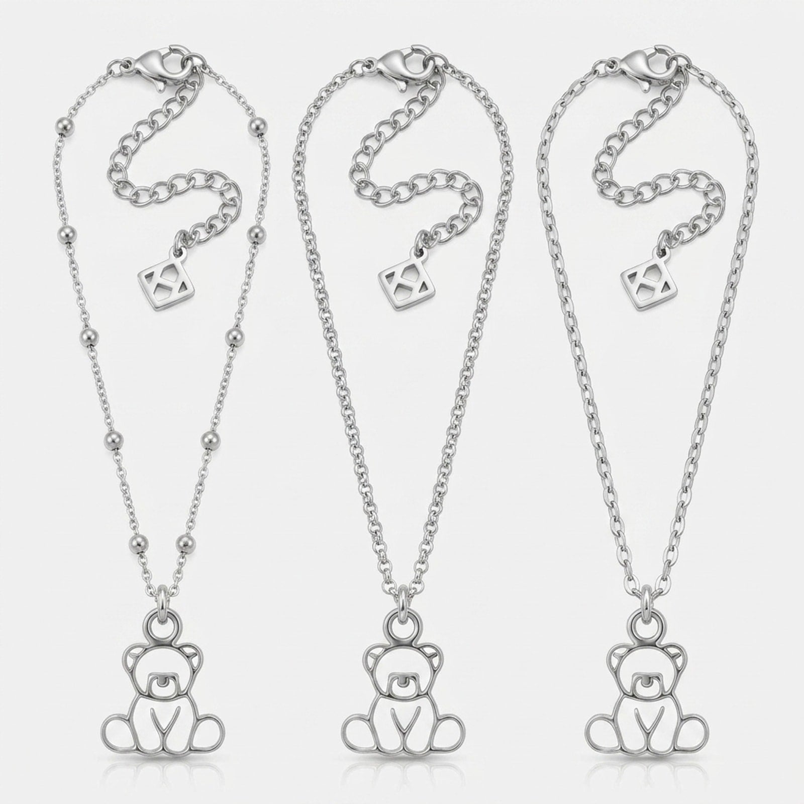 Teddy Bear Charm Necklace & Bracelet
