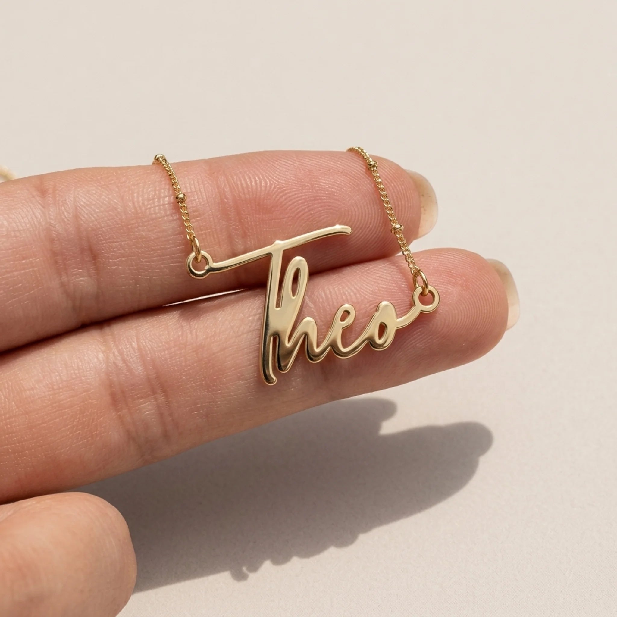 Theo Name Necklace | 18ct Gold, Silver & Vermeil | Ready to Ship