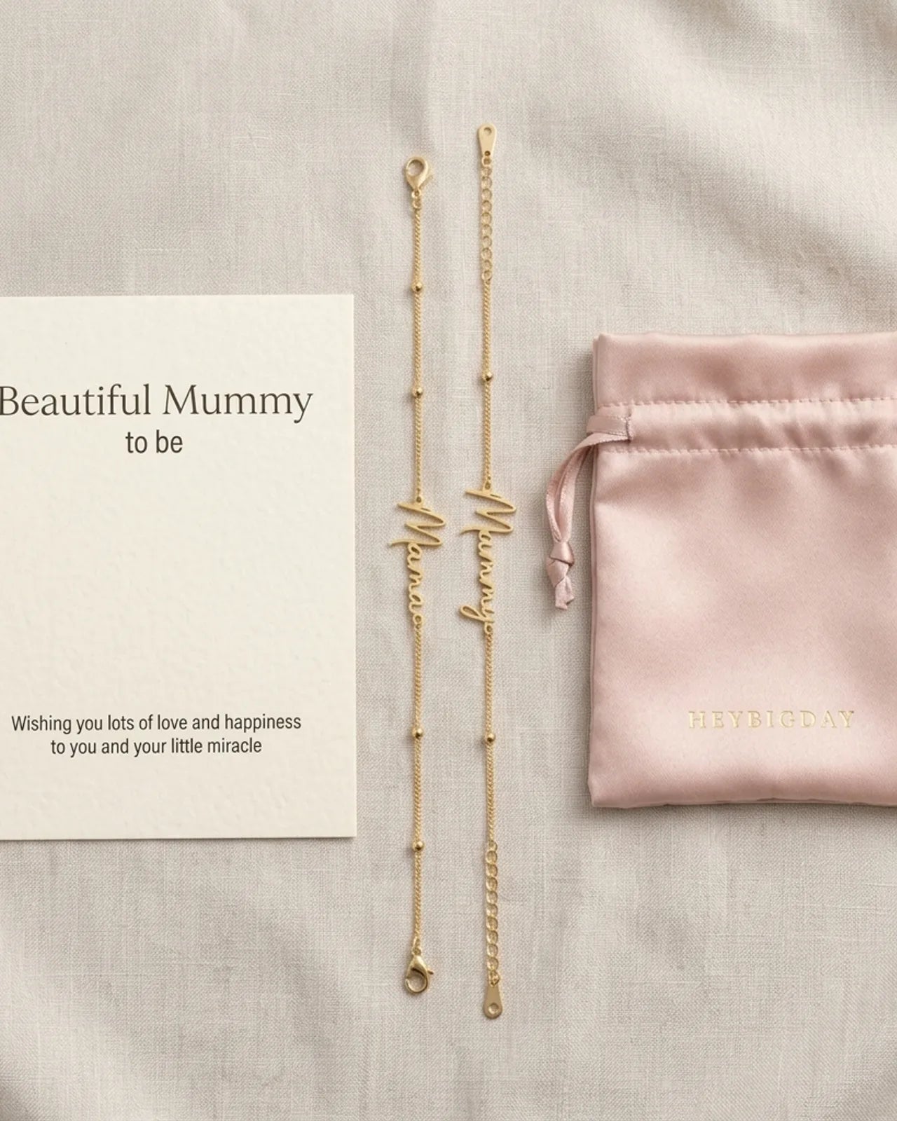 To the Beautiful Mum-to-Be Bracelet Set & Personalised Teddy Bear