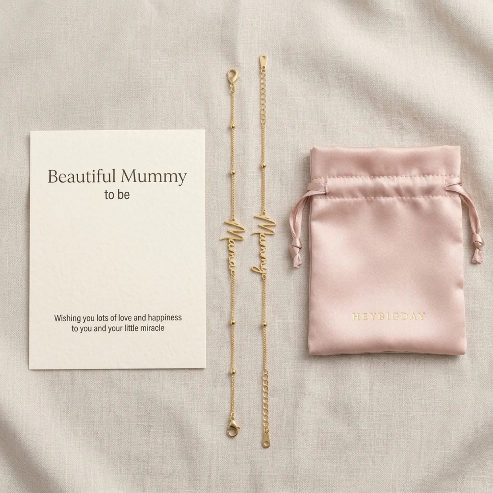 To the Beautiful Mum-to-Be Bracelet Set & Personalised Teddy Bear