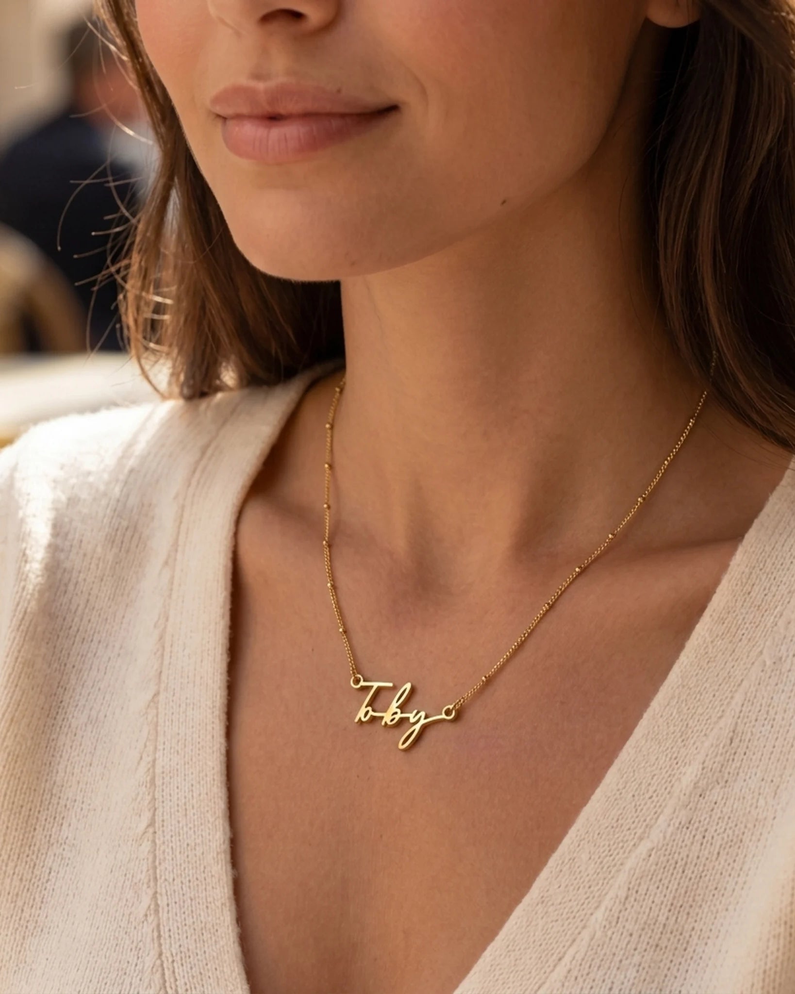 Toby Name Necklace | 18ct Gold, Silver & Vermeil | Ready to Ship