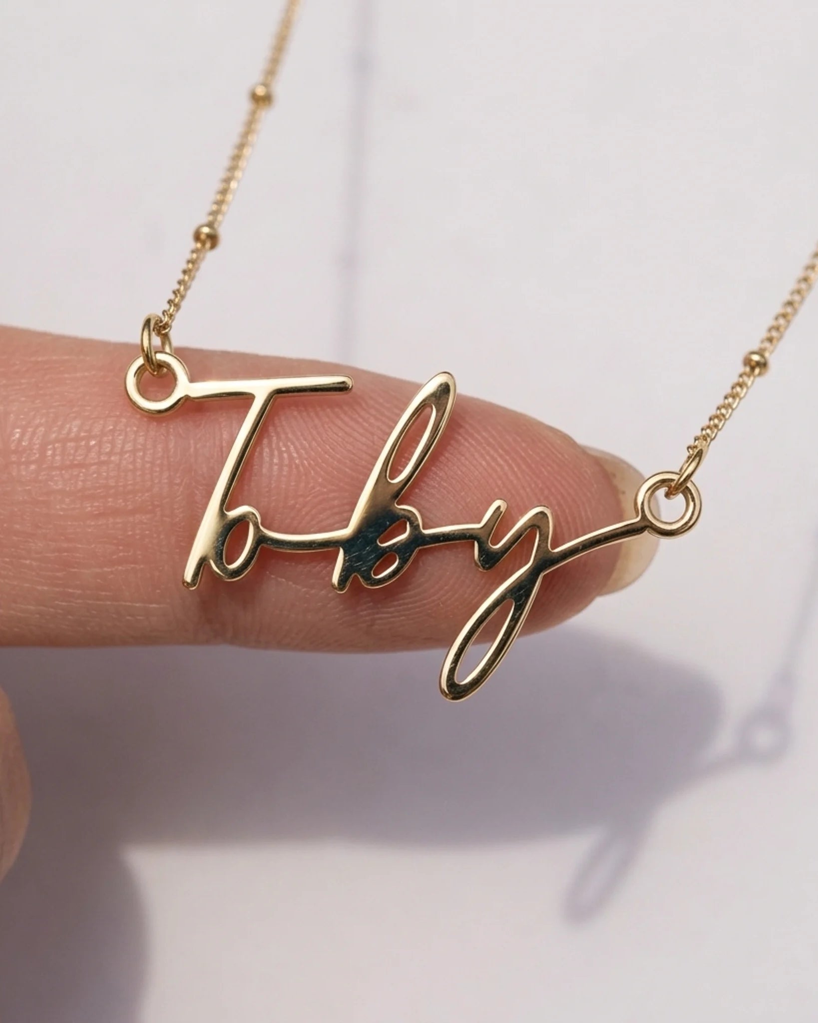 Toby Name Necklace | 18ct Gold, Silver & Vermeil | Ready to Ship