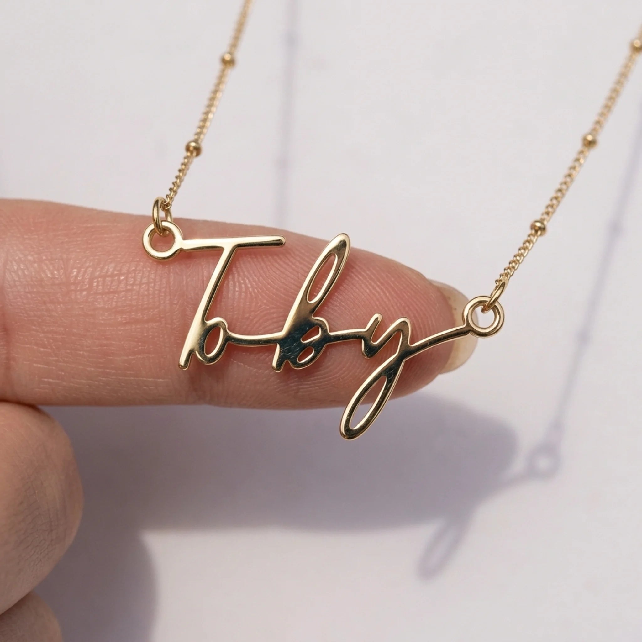 Toby Name Necklace | 18ct Gold, Silver & Vermeil | Ready to Ship