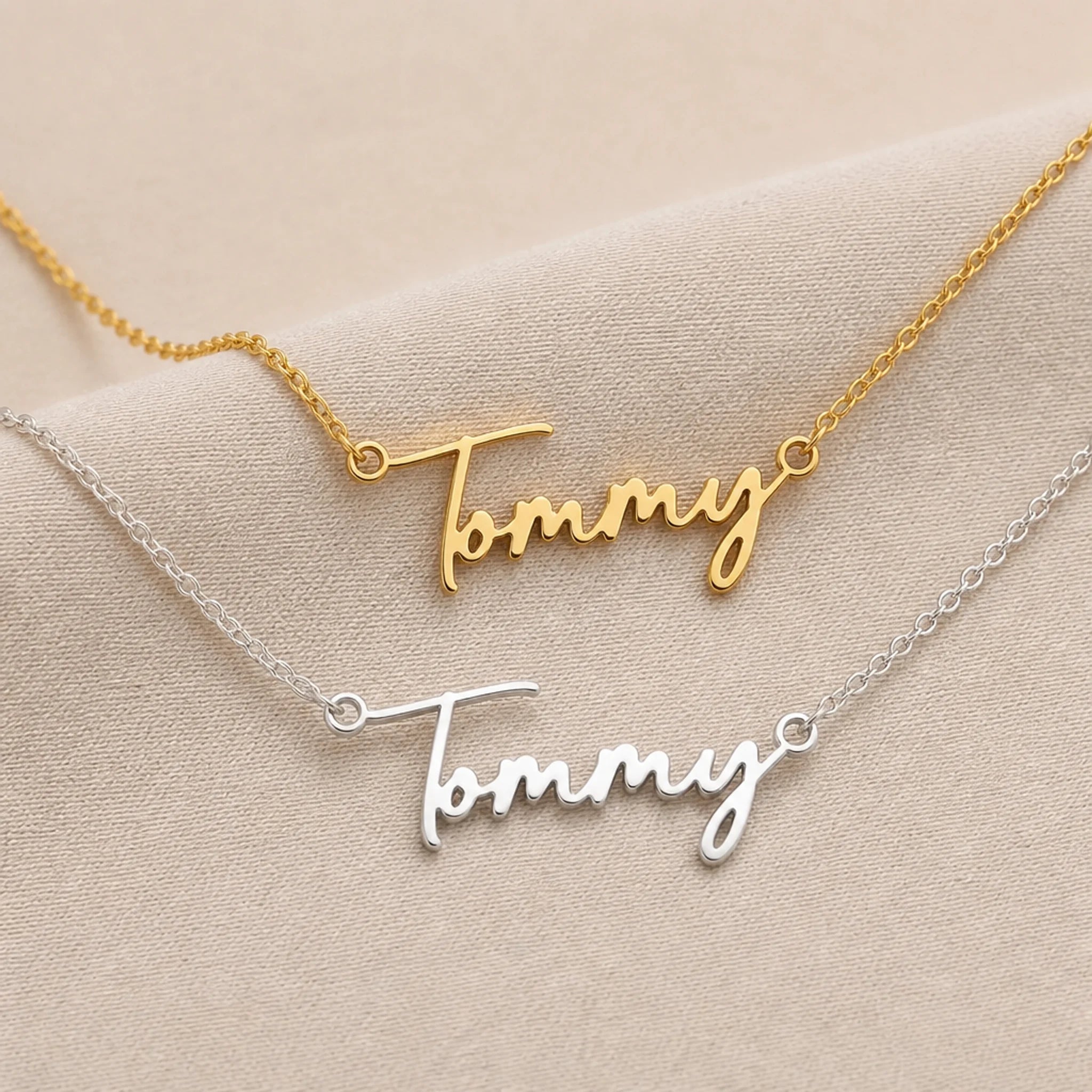 Tommy Name Necklace | 18ct Gold, Silver & Vermeil | Ready to Ship