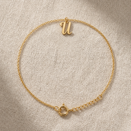U Bracelet | Initial & Letter U Charm, Gold & Silver