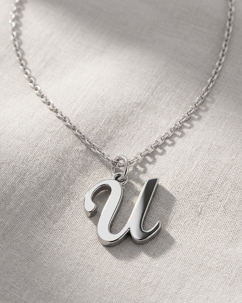 U Necklace | Initial & Letter U Pendant, Gold & Silver