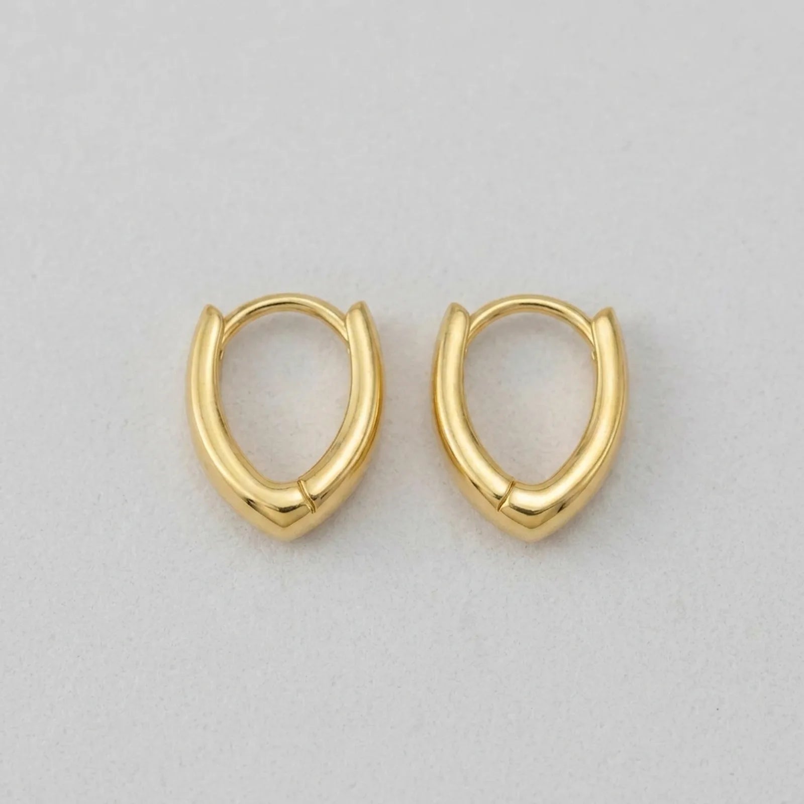 "V" Hinged Huggie Earrings in 18ct Gold & Sterling Silver