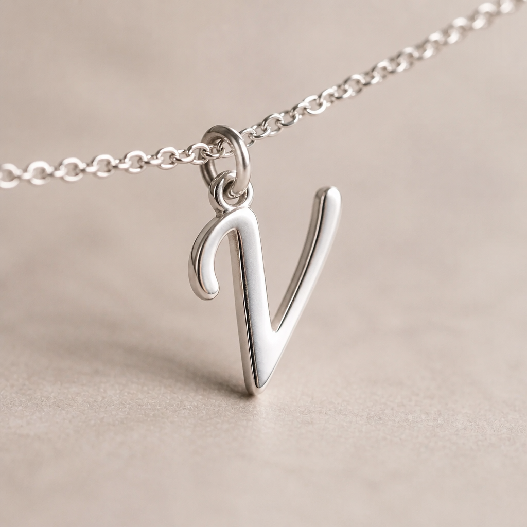 V Bracelet | Initial & Letter V Charm, Gold & Silver