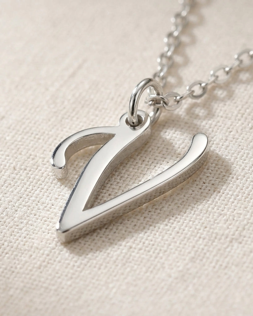 V Necklace | Initial & Letter V Pendant, Gold & Silver