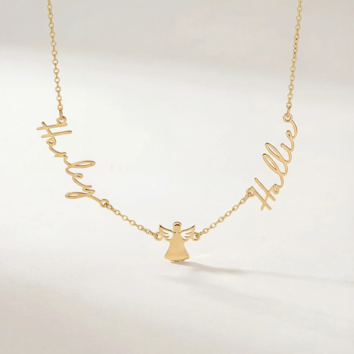 Angel Name Necklace with Two Names – Personalised Gold & Silver Gift
