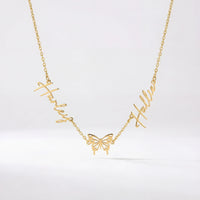 Double Name with Butterfly Necklace