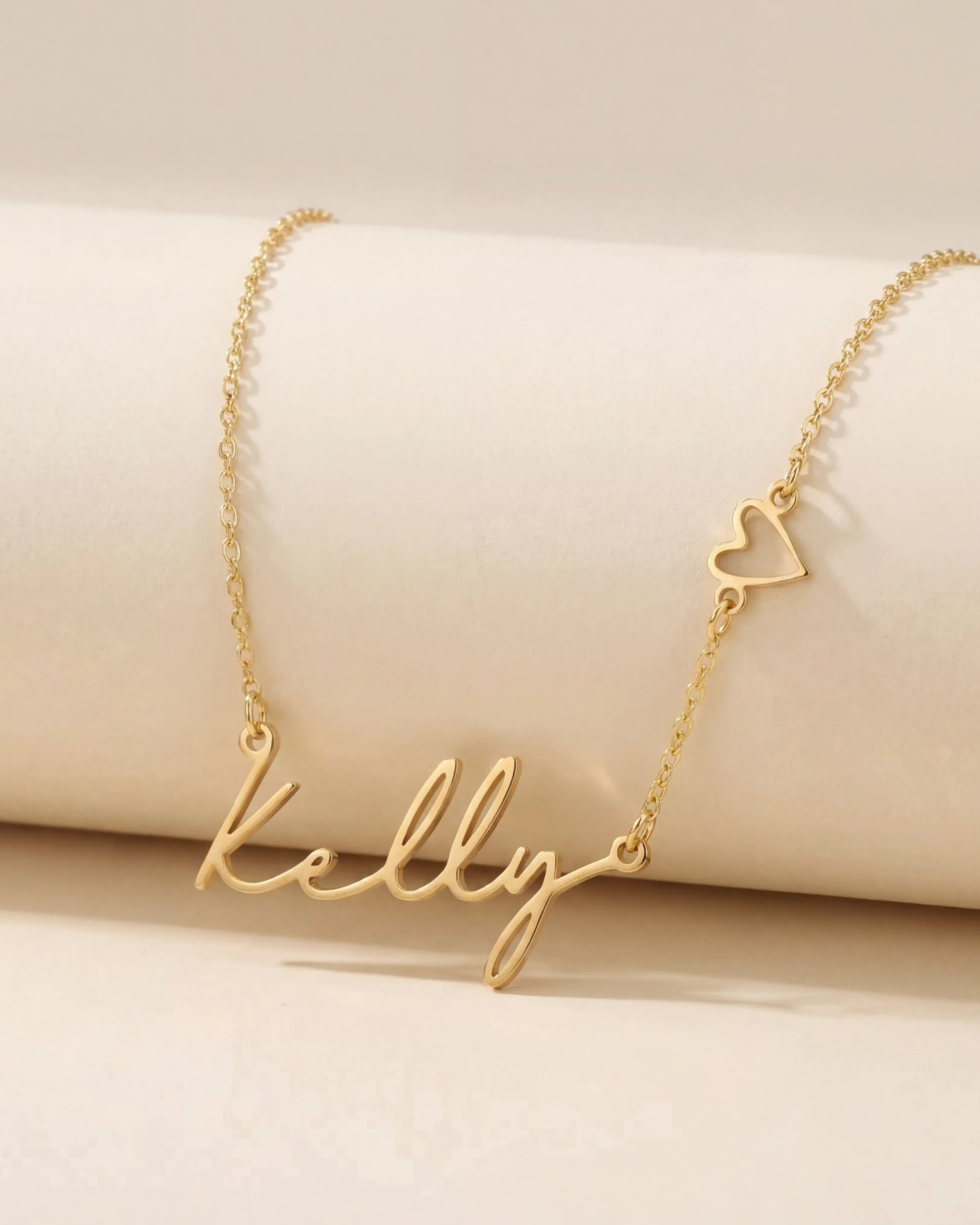 Vermeil / Style 1 / 18" Inches Necklace Personalised Name & Heart Necklace HBD Personalised Name & Heart Necklace – Custom Gold, Silver & Vermeil Jewellery