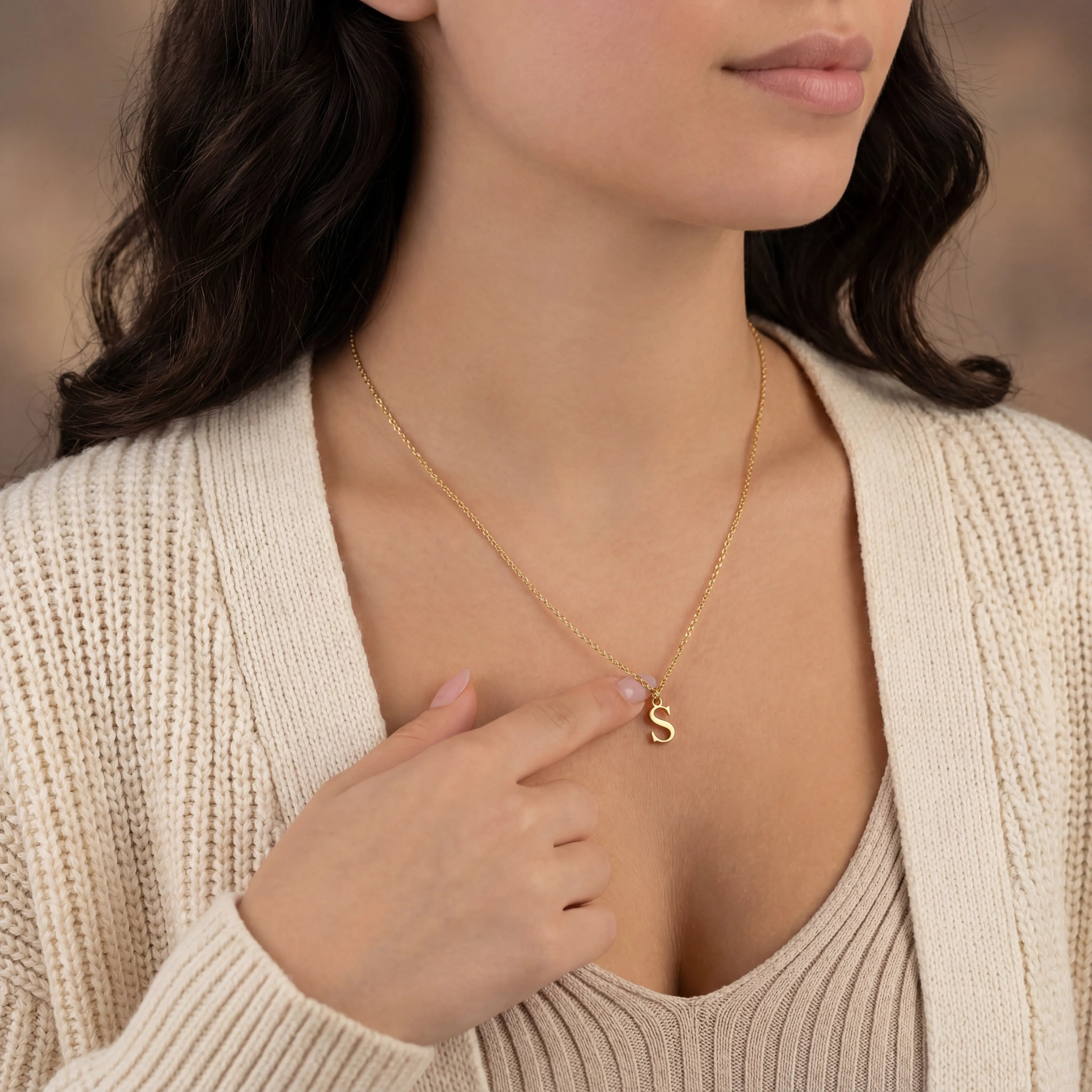 Vermeil / Style 1 / 18" Inches Necklace Single Initial Necklace HBD Single Initial Necklace in 18ct Gold, Sterling Silver or Gold Vermeil