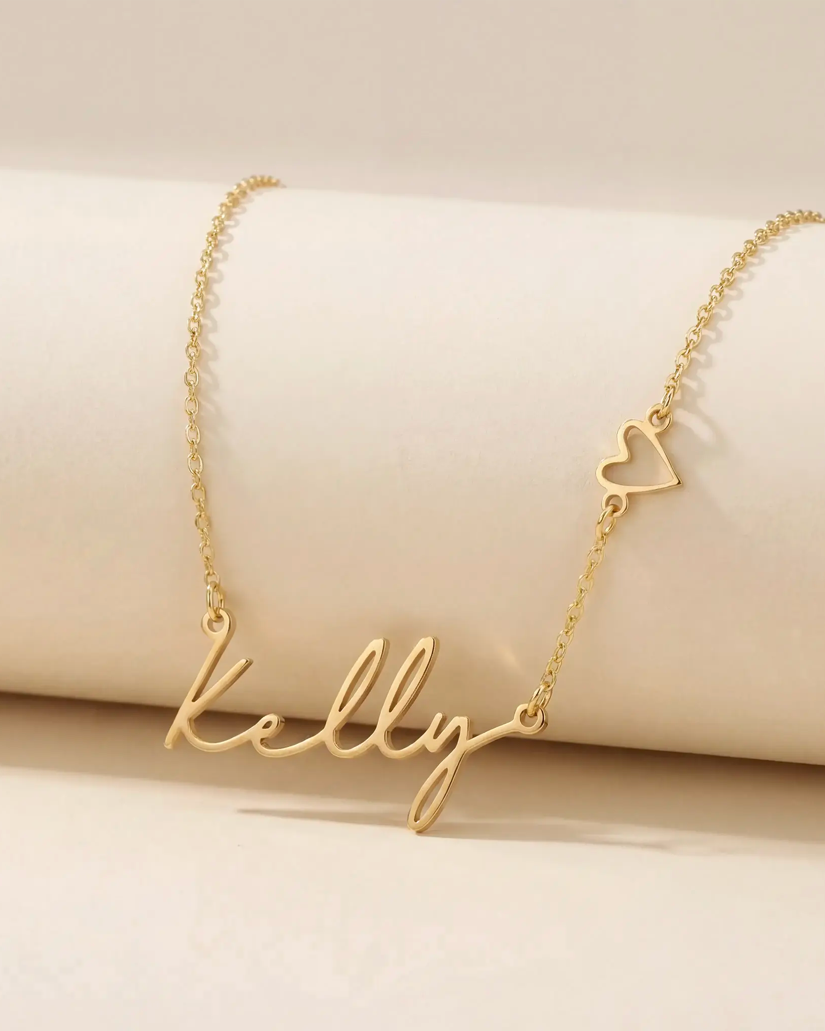 Personalised Name & Heart Necklace – Custom Gold, Silver & Vermeil Jewellery
