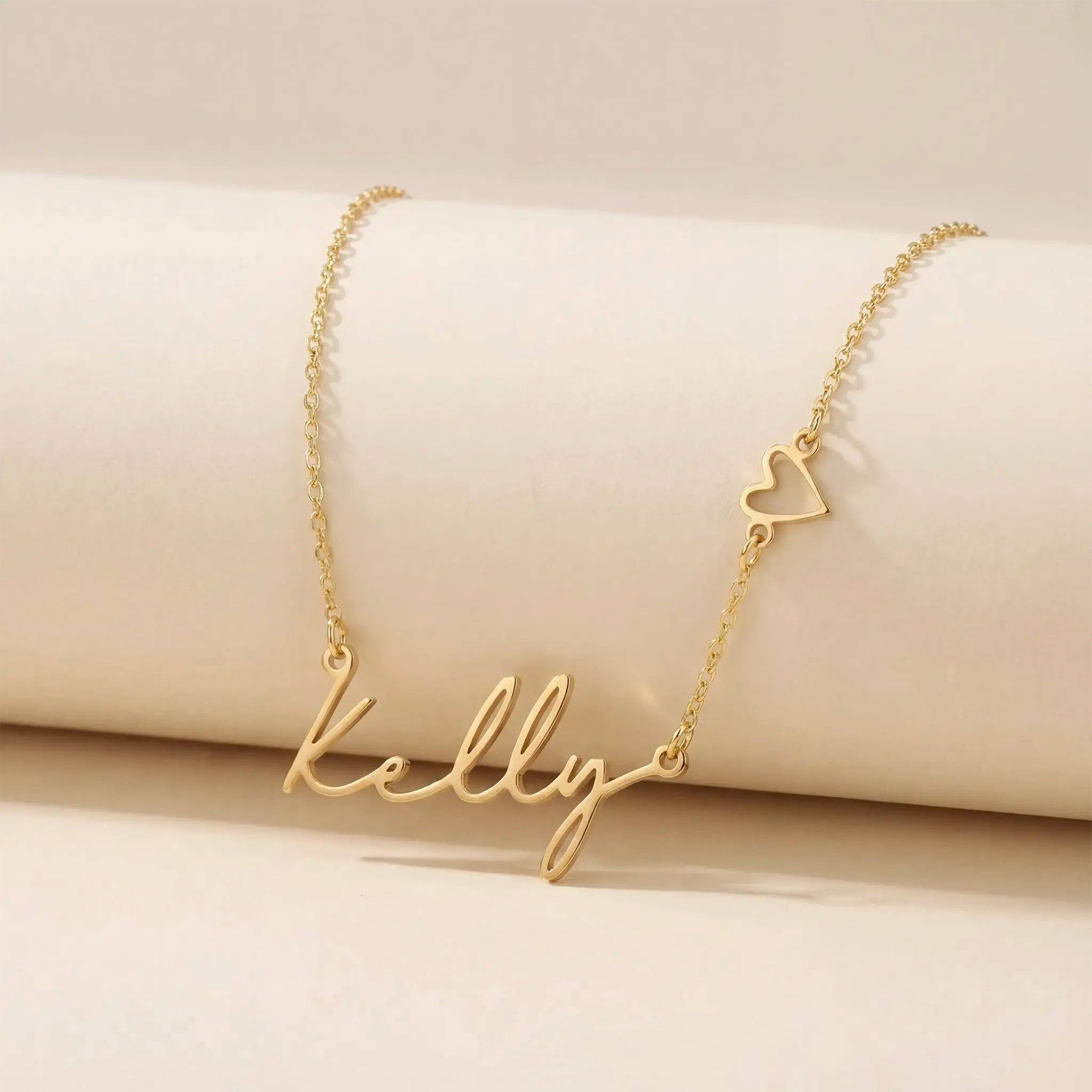 Personalised Name & Heart Necklace – Custom Gold, Silver & Vermeil Jewellery