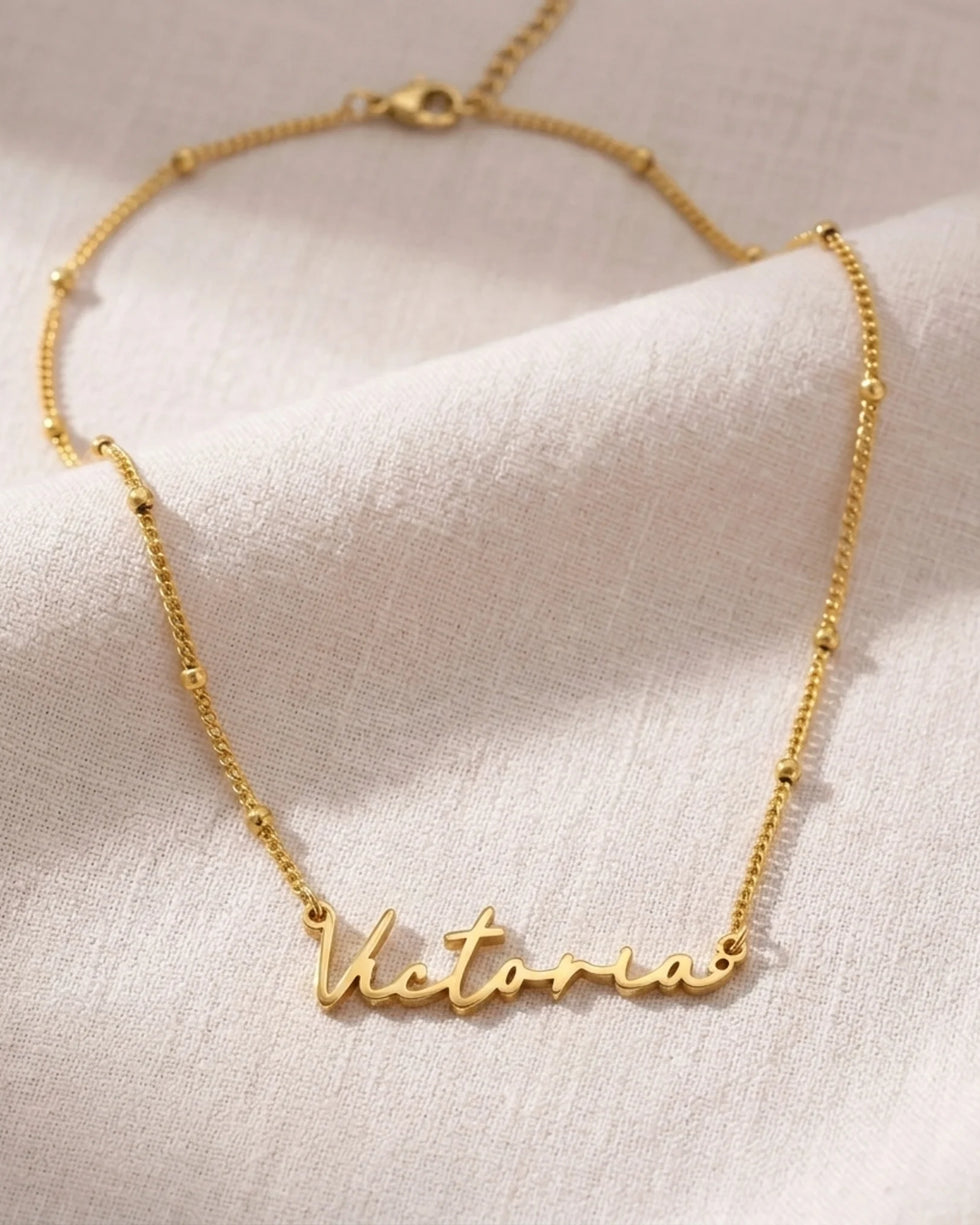 Victoria Name Necklace | 18ct Gold, Silver & Vermeil | Ready to Ship
