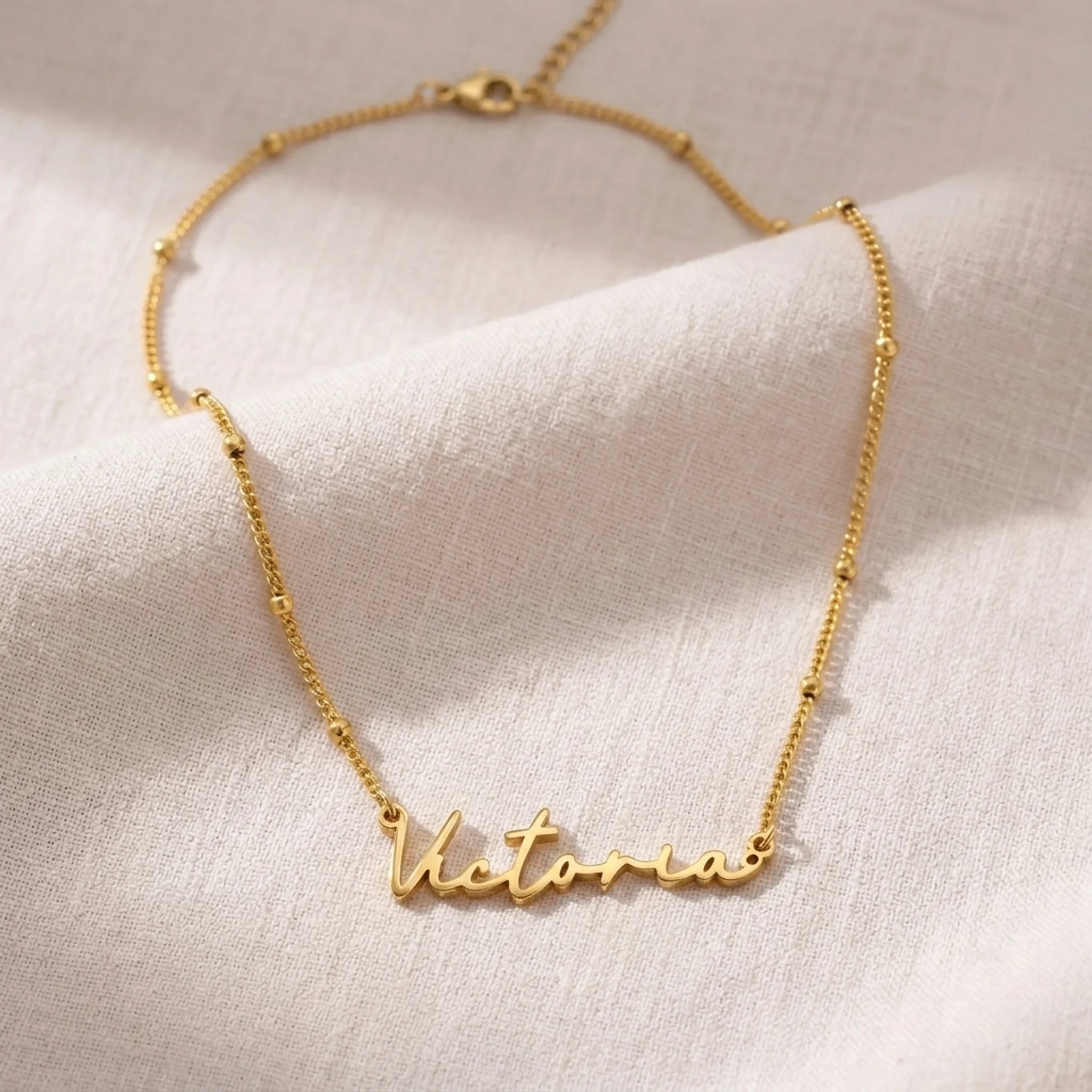 Victoria Name Necklace | 18ct Gold, Silver & Vermeil | Ready to Ship