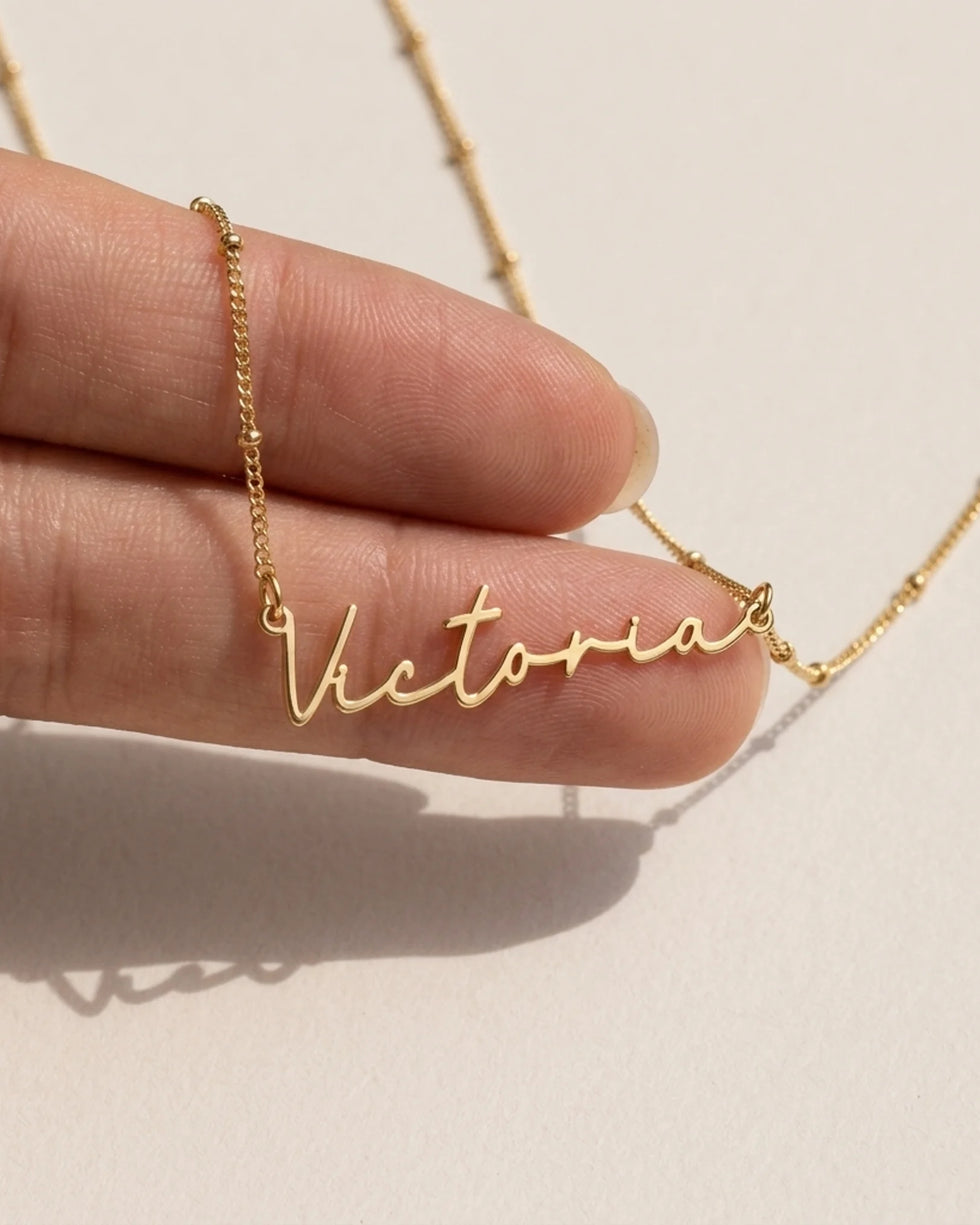 Victoria Name Necklace | 18ct Gold, Silver & Vermeil | Ready to Ship