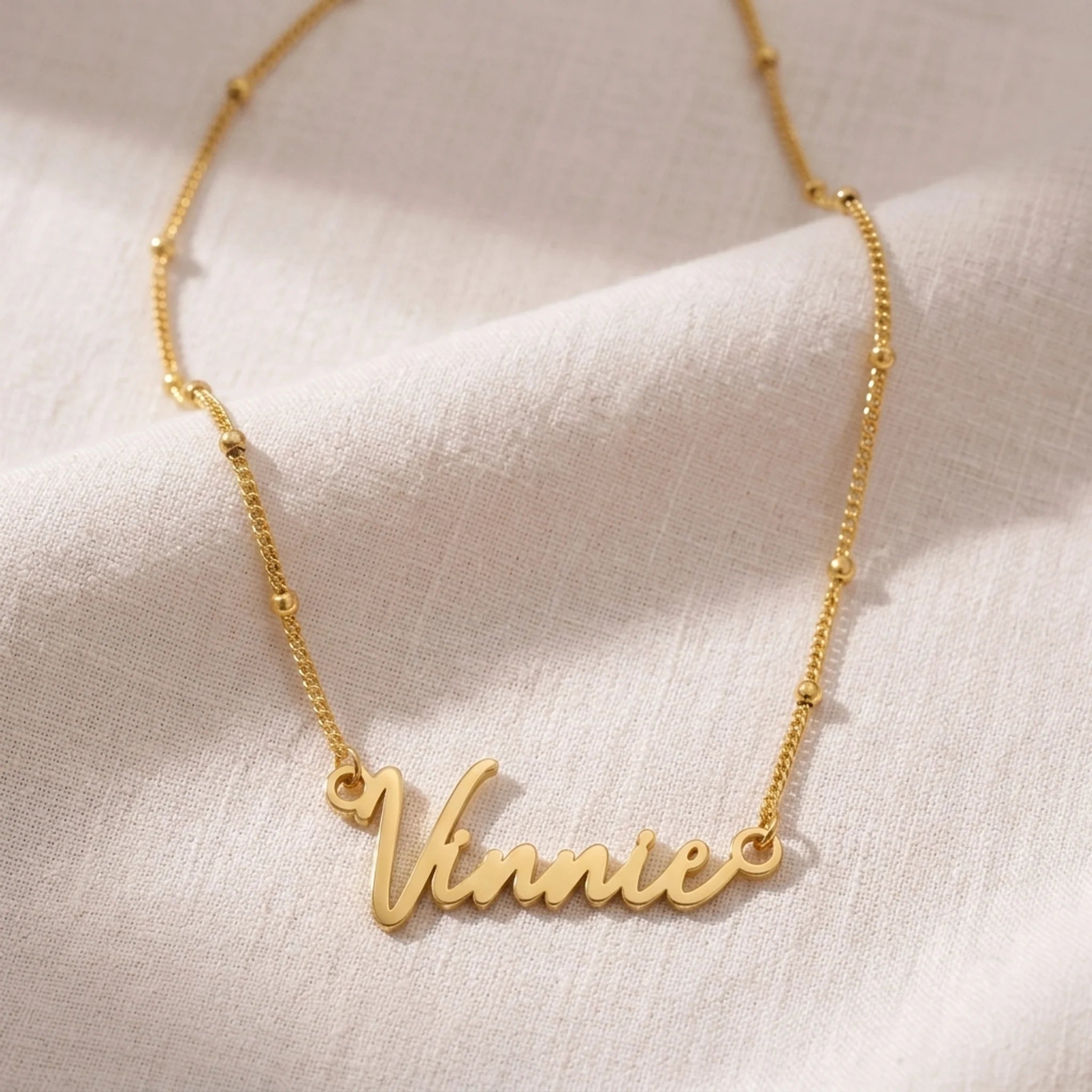 Vinnie Name Necklace | 18ct Gold, Silver & Vermeil | Ready to Ship