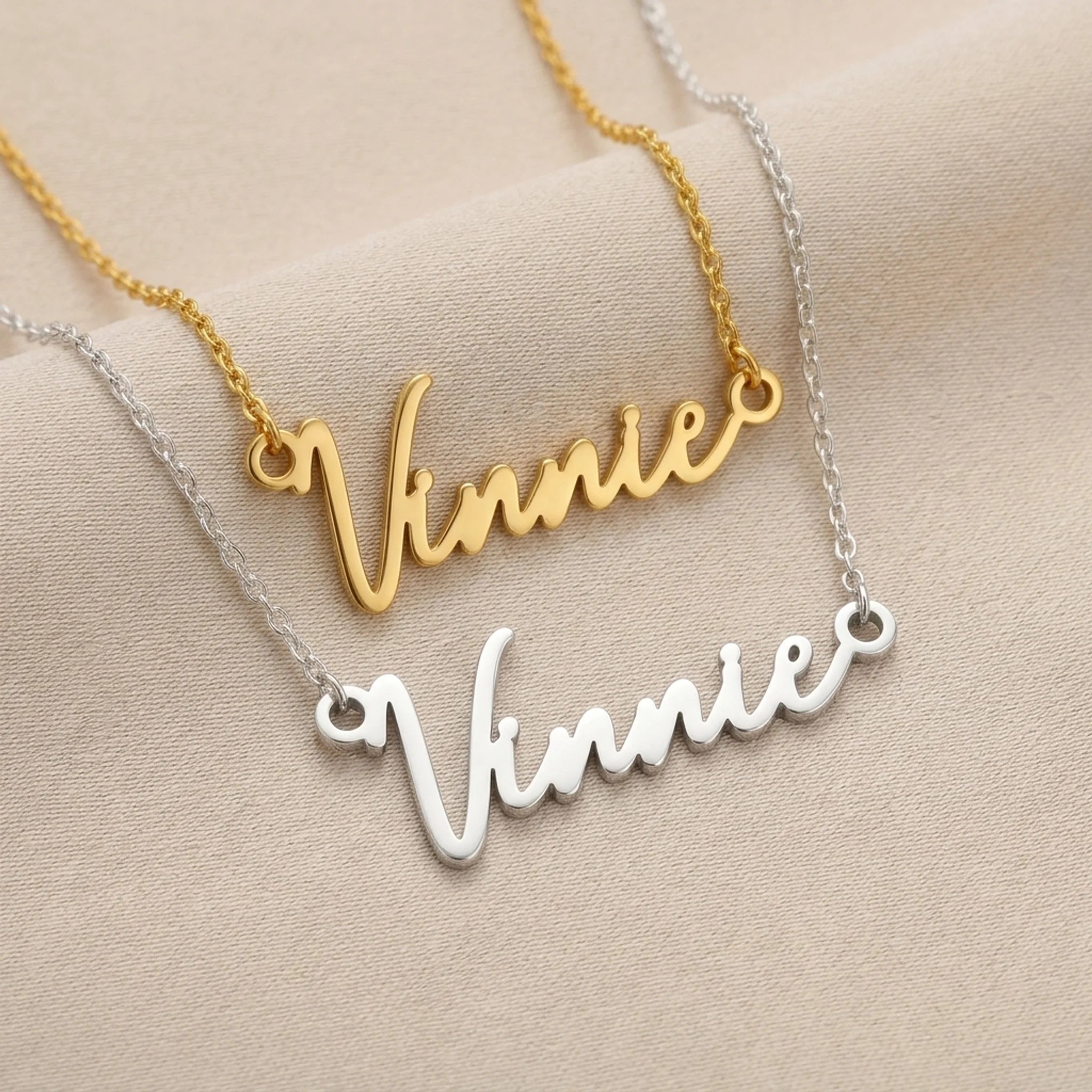 Vinnie Name Necklace | 18ct Gold, Silver & Vermeil | Ready to Ship