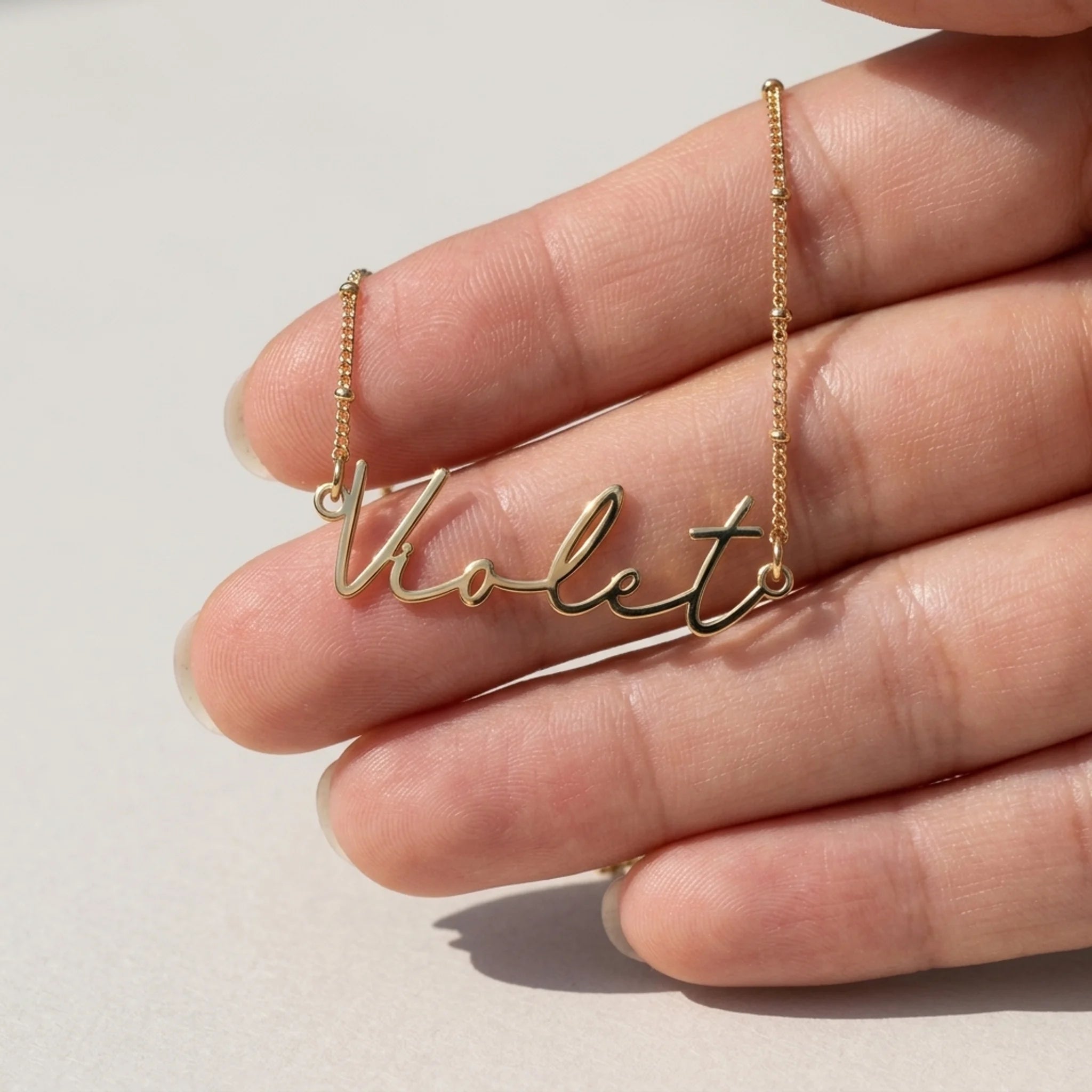 Violet Name Necklace | 18ct Gold, Silver & Vermeil | Ready to Ship
