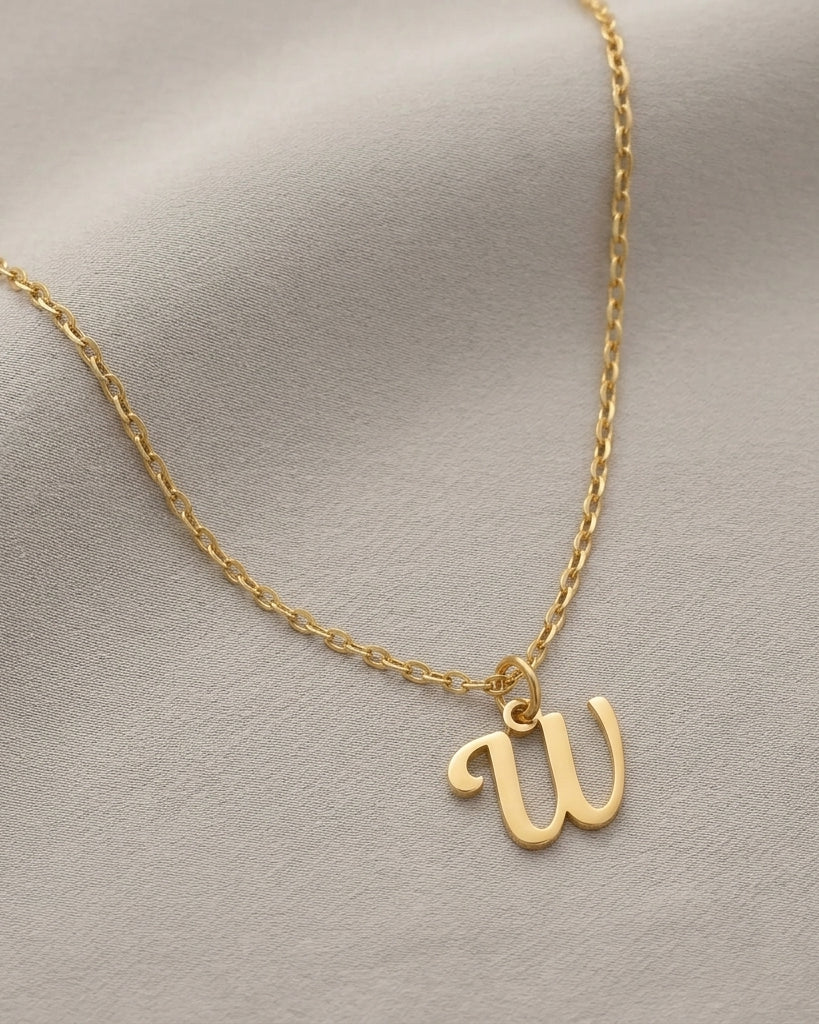 W Necklace | Initial & Letter W Pendant, Gold & Silver