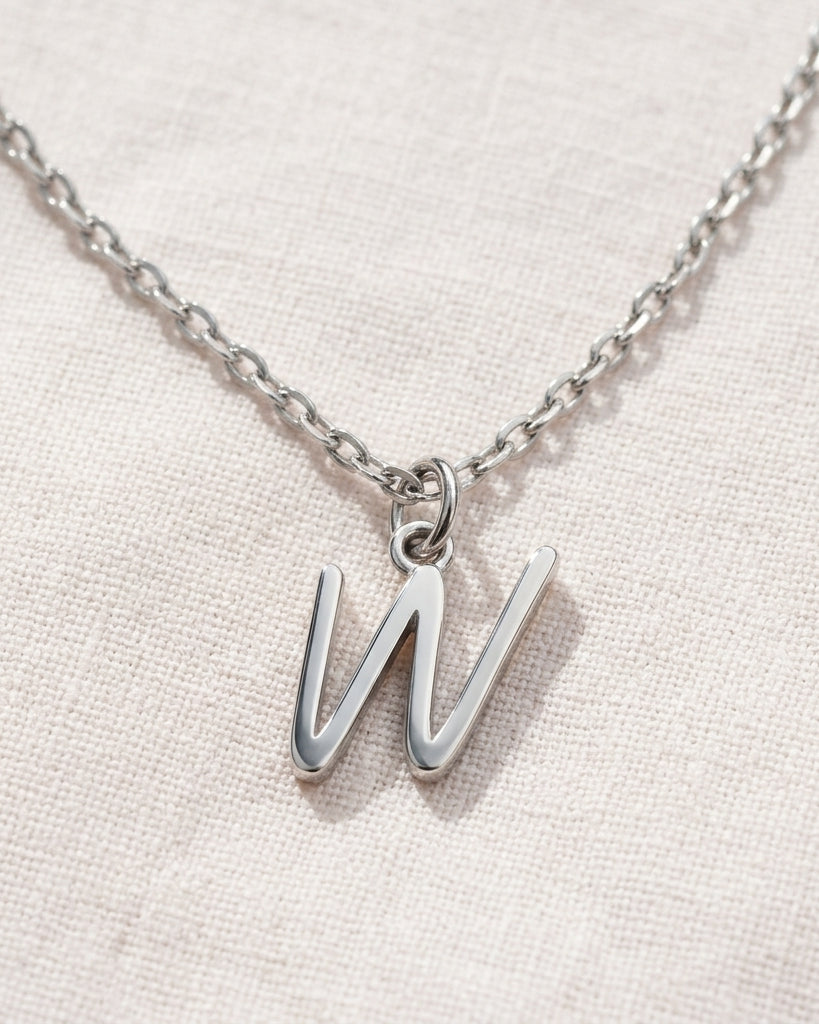W Necklace | Initial & Letter W Pendant, Gold & Silver