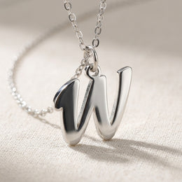 W Necklace | Initial & Letter W Pendant, Gold & Silver
