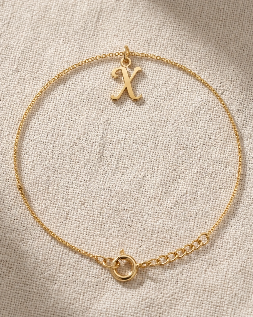 X Bracelet | Initial & Letter X Charm, Gold & Silver