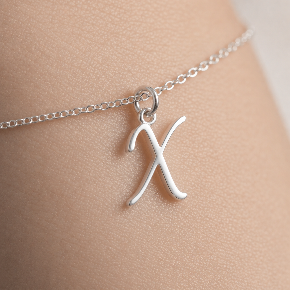 Pulsera X | Charm con inicial y letra X, oro y plata