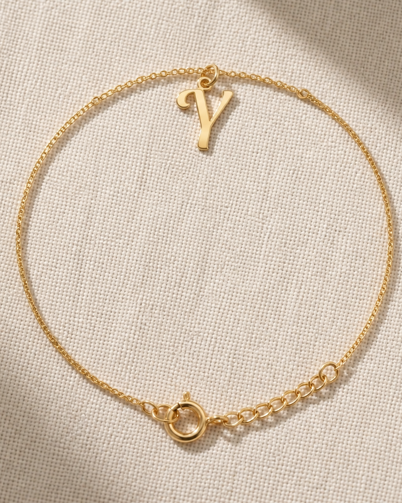 Y Bracelet | Initial & Letter Y Charm, Gold & Silver