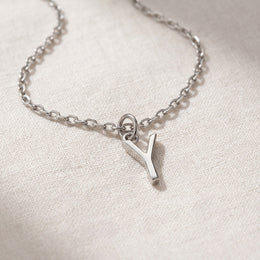 Y Necklace | Initial & Letter Y Pendant, Gold & Silver